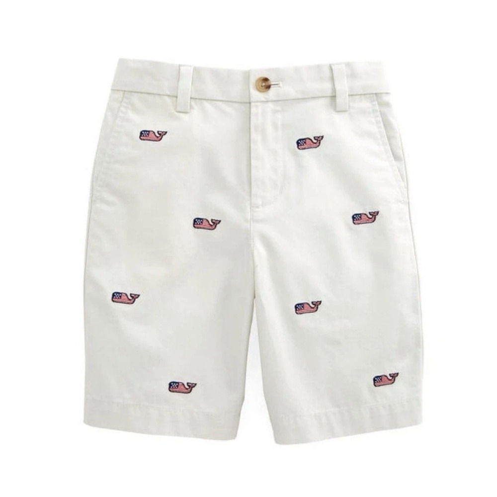 Vineyard Vines White Shorts Mens 30 Classic Fit 9 Inch Patriotic Whale USA